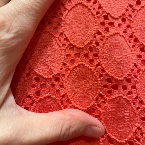 stretch Lace sheath (pull on style) rich apricot peach color, approx knee Length - Picture 5 of 13